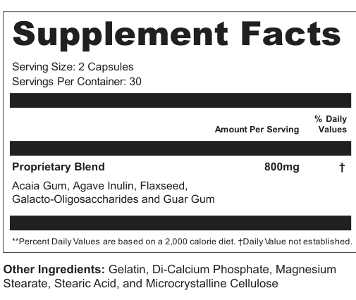 Supplement Facts for Prebiotic Complex